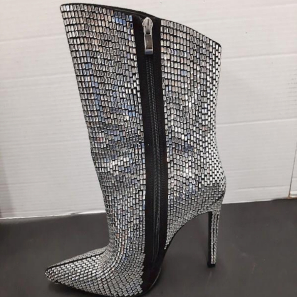 Azalea Wang Jadia Rhinestone Boots (size 8.5)
